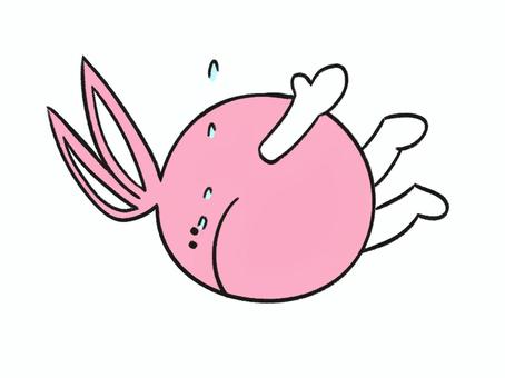 落ちているウサギのイラスト2 動物,生き物,ウサギ,涙,手,足のイラスト素材