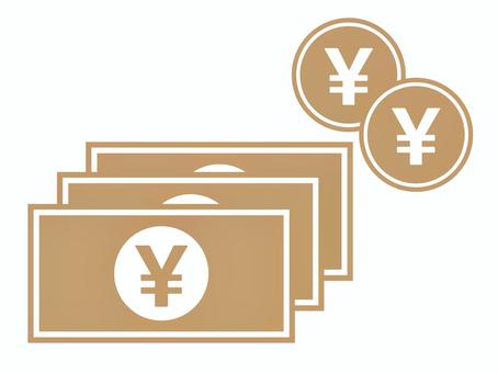 お金のシルエットアイコン（紙幣と硬貨） お金,アイコン,硬貨,紙幣,マーク,お札,現金,シルエット,ピクトグラム,通貨のイラスト素材