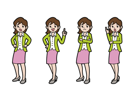 ビジネスパーソン４ ビジネスパーソン,ビジネスウーマン,ビジネスシーン,感情,動作,表情,困る,悩む,やる気,元気のイラスト素材