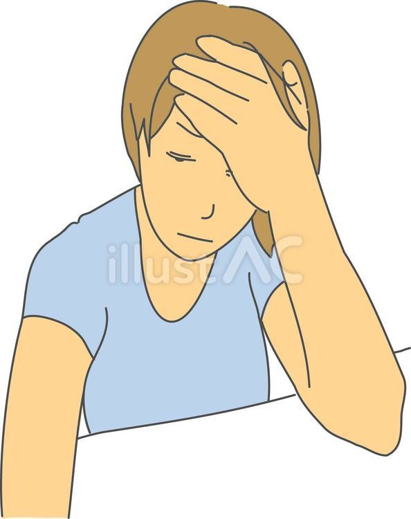 頭を押さえる私 頭を押さえる私 頭,押さえる,私のイラスト素材