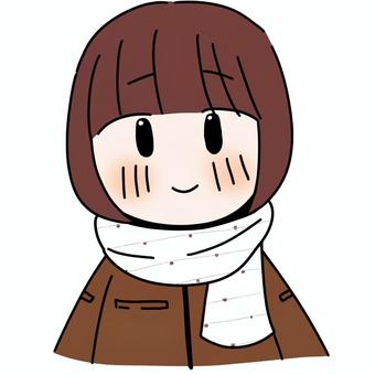 マフラー 女の子,マフラー,防寒グッズ,防寒着,冬,寒い,あったかい,小物,ドット柄のイラスト素材