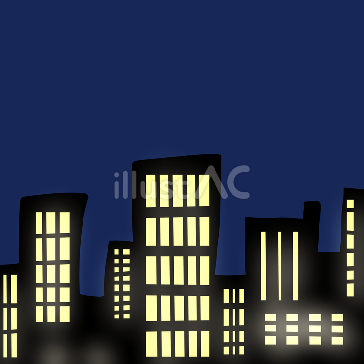 夜のビル街 ビル街,オフィス街,夜景のイラスト素材