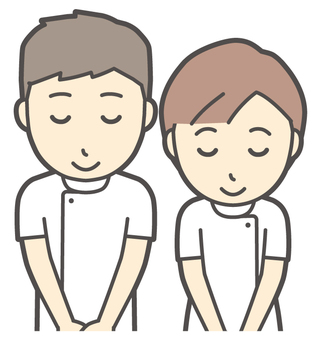  理学療法士の男女-003-バスト おじぎ,笑顔,理学療法士,男女,医療,病院,クリニック,整体師,柔道整復師,鍼灸師のイラスト素材