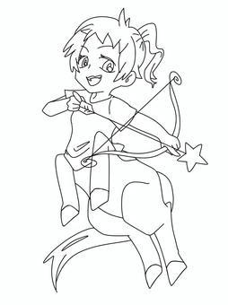 射手座をモチーフにした女の子 星座,射手座,モチーフ,女の子,塗り絵のイラスト素材