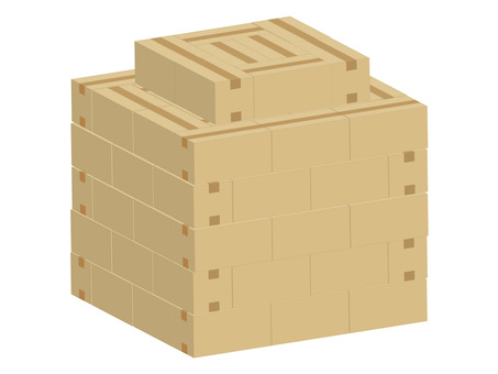 山積みのダンボール箱 ダンボール,山積み,段ボール,保管,保存,箱,荷物,梱包のイラスト素材