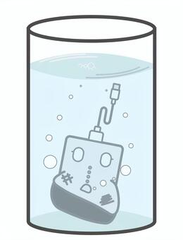 水没させて消火したモバイルバッテリー モバイルバッテリー,水没,水,入れる,消火,給電,予備電源,携帯,充電器,焦げるのイラスト素材