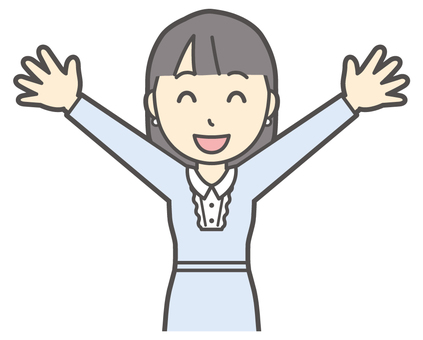  ワンピースお嬢様-196-バスト ばんざい,お嬢様,女性,女の子,オシャレ,人物,かわいい,わーい,喜ぶ,嬉しいのイラスト素材