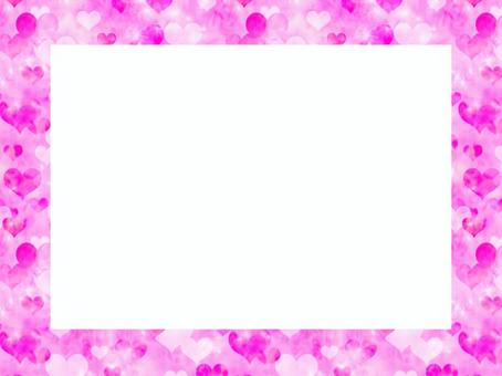 ピンクのハート＿フワフワのフレーム