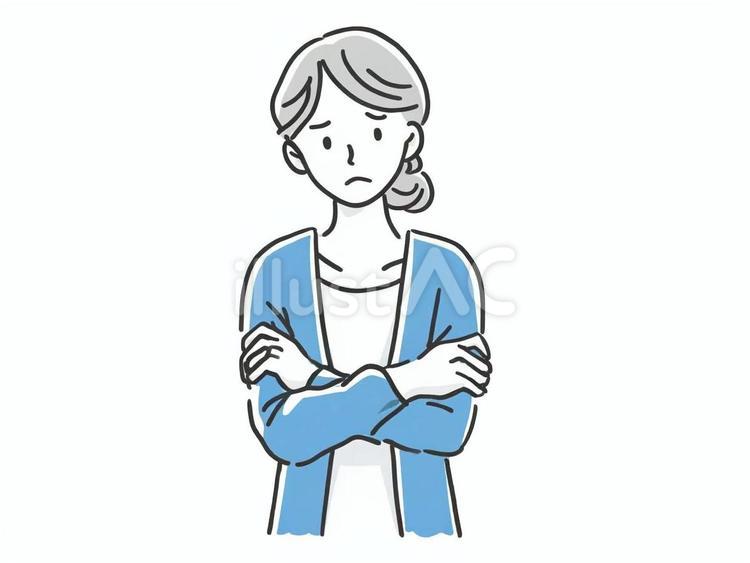 0011_腕を組んで困っている女性3 女性,人物,ポーズのイラスト素材