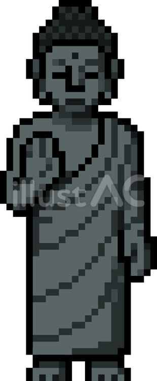 ドット絵の黒の立像の仏像です。 ドット絵,立像,シンプルのイラスト素材
