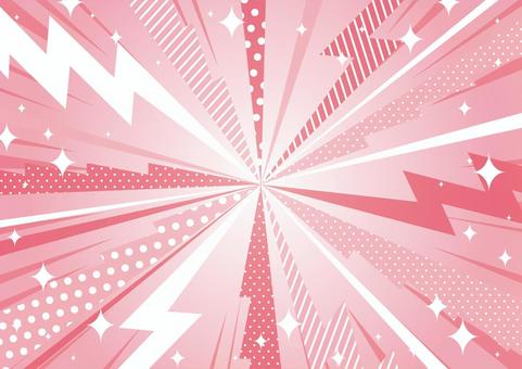 ピンク色のキラキラした雷の集中線 雷,稲妻,集中線,効果線,ドット,ライン,星,ポップ,背景のイラスト素材