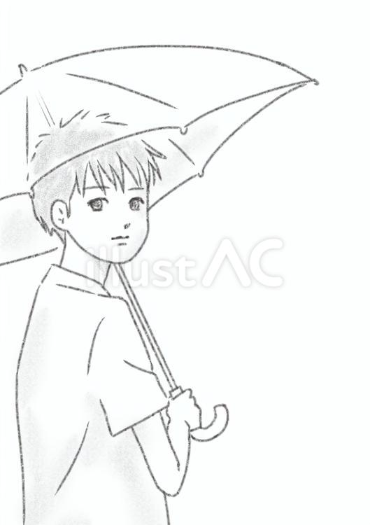 梅雨 雨,傘,男性のイラスト素材