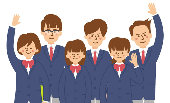 学生さん　上半身 学生,中学生,高校生,男子,女子,かわいい,シンプル,制服,仲良し,友達のイラスト素材
