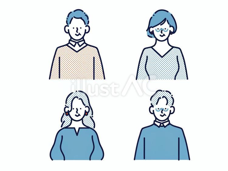 笑顔のおじさま・おばさまセット 笑顔,おじさん,おばさんのイラスト素材