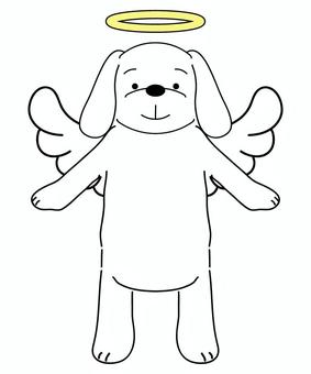 羽のある白い犬　天使の輪 犬,ペット,ミニチュアダックスフンド,ビーグル,ゴールデンレトリバー,垂れ耳,白,羽,羽根,翼のイラスト素材