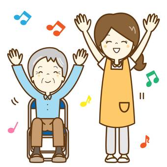 リハビリ 皆で体操しましょう6 リハビリ 皆で体操しましょう6 介護士,介護,介護福祉士,福祉,デイサービス,デイケア,サポート,ヘルパー,医療機関,医療のイラスト素材