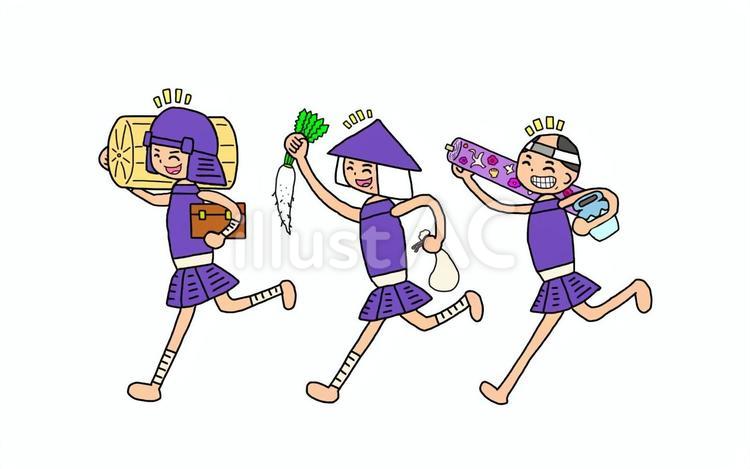 兵糧を運ぶ戦国の足軽軍団 足軽,雑兵,侍のイラスト素材
