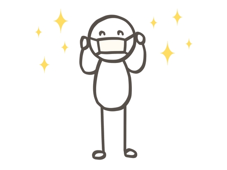 棒人間　マスクして風邪対策バッチリな人 棒人間,人,マスク,予防,風邪,インフルエンザ,病気,エチケット,対策,バッチリのイラスト素材