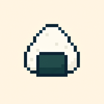 おにぎりのドット絵 おにぎり,ごはん,米,白ごはん,のり,海苔,和食,日本食,食べ物,食品のイラスト素材