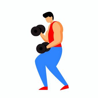 ウェイトリフティング 005 筋トレ,トレーニング,ダンベル,運動,ワークアウト,男性,フィットネス,力,スポーツ,エクササイズのイラスト素材