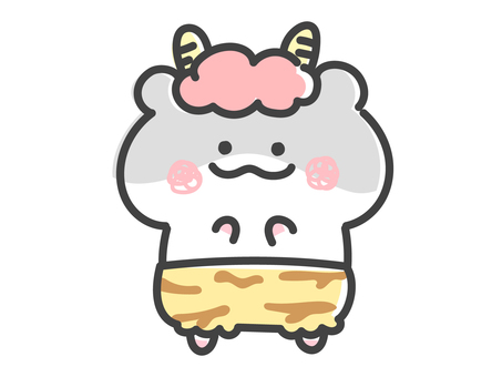 鬼になったハムスター 鬼,ハムスター,節分,赤鬼,パンツ,虎,虎柄,つの,伝統,日本のイラスト素材