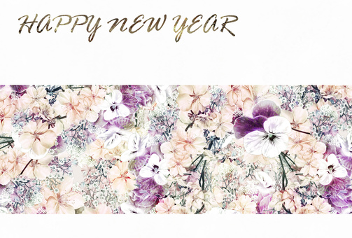 桜と春の花をあわせたシックな花柄年賀状2 桜と春の花をあわせたシックな花柄年賀状2 年賀状,冬,1月,花,桜,花柄,パンジー,スイートピー,かすみ草,植物のイラスト素材