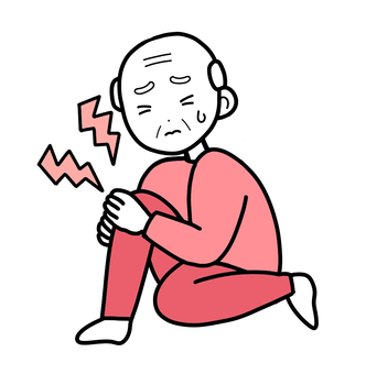 シンプル膝痛いおじいちゃん（p） シンプル,人,男,おじいちゃん,祖父,おじさん,痛い,痛み,痛む,怪我のイラスト素材