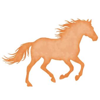 走る馬のシルエット 馬,動物,水彩,走る,茶色,ホースのイラスト素材