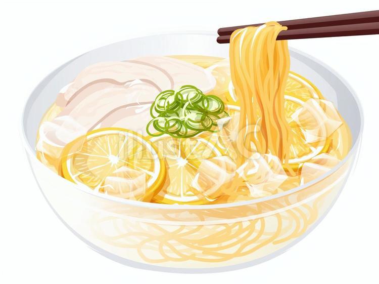 冷やしレモンラーメン（箸上げ） 塩ラーメン,冷やしラーメン,レモンのイラスト素材