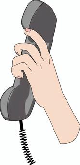 固定電話持つ  固定電話持つ  固定電話,受話器,コード,通話,話し中,使う,持つ,手,線画のイラスト素材