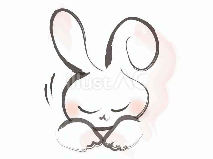 手描き水彩画風のうさぎのイラスト2 うさぎ,動物,アニマルのイラスト素材