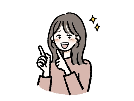 指差し・指で指す・喜ぶ女性 女性,人物,ここ,これ,指,指す,両手,案内,手,嬉しいのイラスト素材