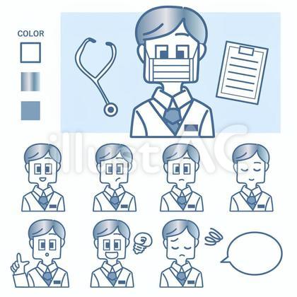 医者/歯医者/ドクターの表情セット