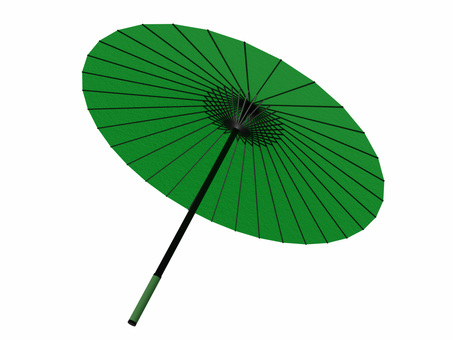 七五三の和傘緑・背景透過 傘,和柄,七五三,和紙,柄,秋,イラスト,アイコン,唐傘,から傘のイラスト素材