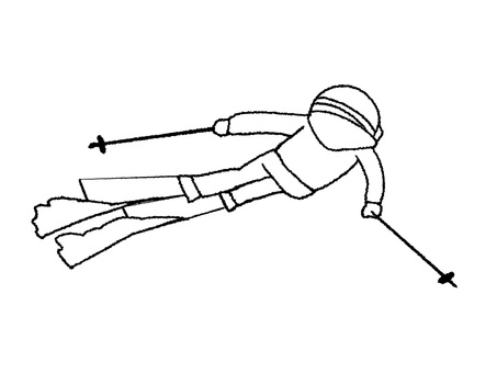 スキーヤー スキーヤー,スポーツ,雪,ターン,pop調,手描き,挿絵,ワンポイント,素材,商用可のイラスト素材