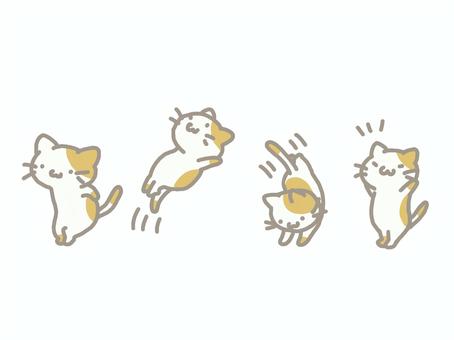 バク転猫さん バク転,猫,体操,アクロバット,宙返り,ファンシー,ポップ,ゆるふわ,可愛い,身体能力のイラスト素材