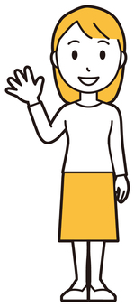  ロングヘア女性(黄)-409-全身