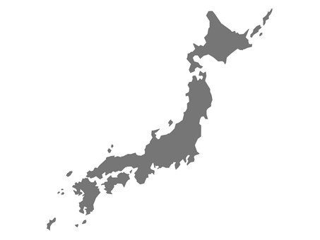 日本列島・日本地図のイラスト（灰色） 日本,日本列島,日本地図,国土,地図,地形,北海道,本州,淡路島,四国のイラスト素材