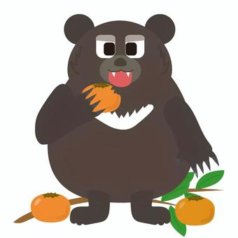 柿を食べるツキノワグマ 柿,ツキノワグマ,熊,くま,クマ,生き物,動物,哺乳類,野生,被害のイラスト素材