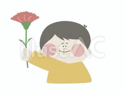 カーネーションを渡す男の子