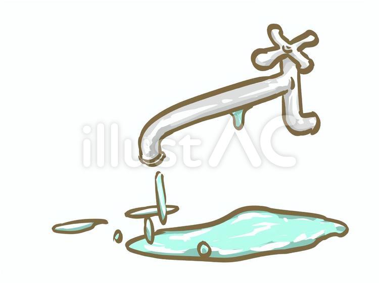 水漏れを起こす水道 水道,蛇口,水漏れのイラスト素材