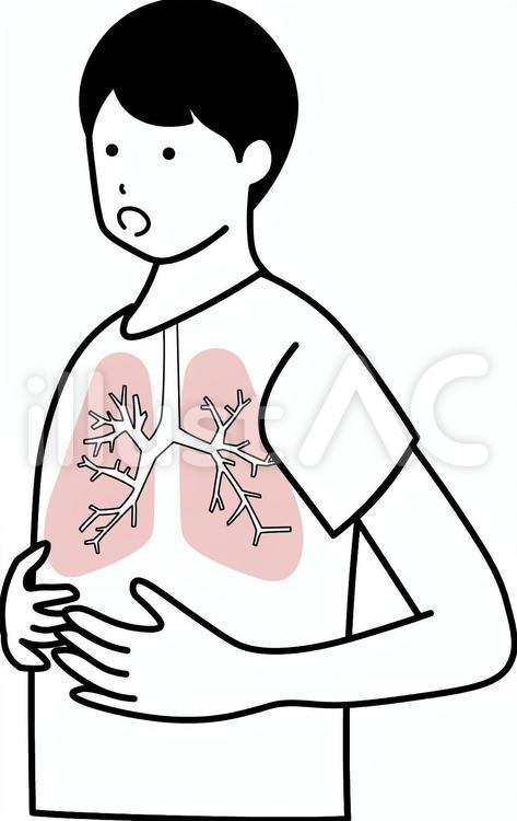 人物　男性　呼吸器 人物,気管,酸素のイラスト素材