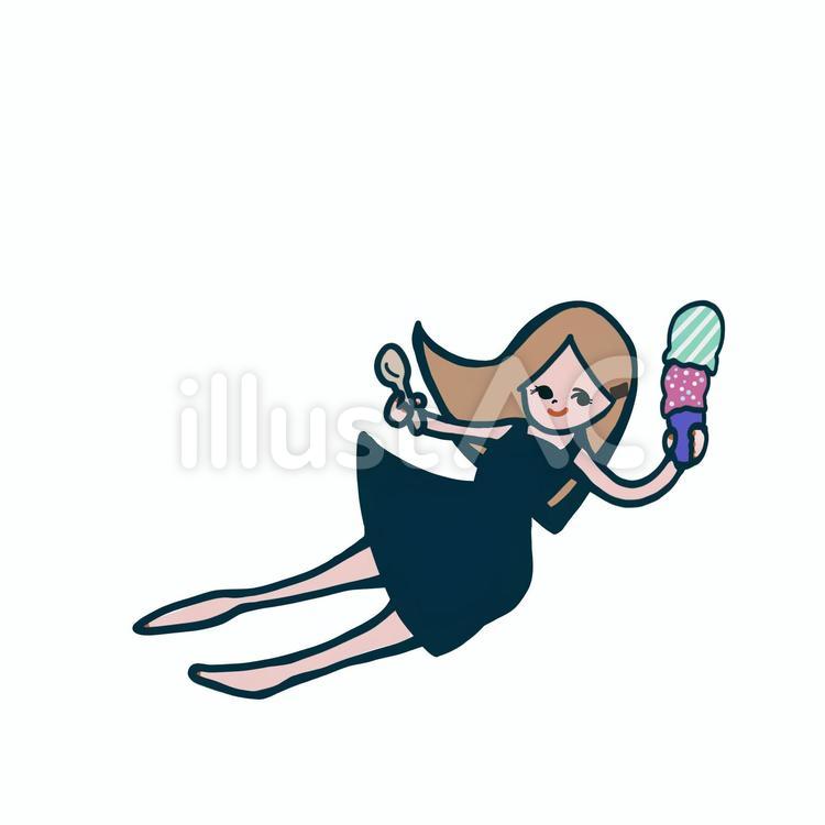 女の子とアイス 女の子,アイス,夏のイラスト素材