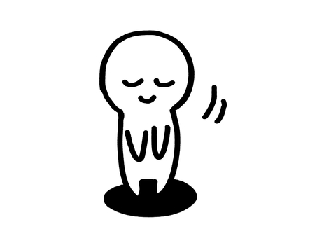 白い人006_おじぎ お辞儀,礼,感謝,謝罪,お願い,丁寧,挨拶,マナー,動作,手描きのイラスト素材