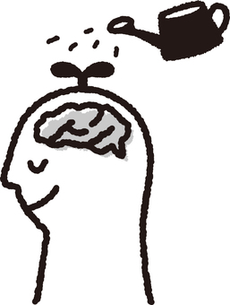 育脳 脳,頭の中,育脳,脳活,頭脳,脳内,じょうろ,水やり,双葉,育てるのイラスト素材