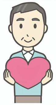 ニット中年男性-358-バスト  ニット中年男性-358-バスト ハート,おじさん,男性,中年,お父さん,パパ,シニア,ミドルエイジ,人物,かわいいのイラスト素材