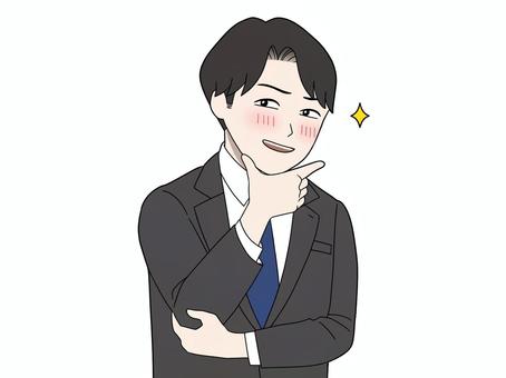 得意気なスーツの男性 男性,仕事,ネクタイ,自慢,得意顔のイラスト素材