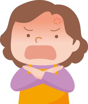 手でバツをする女性 ダメ,怒る,女性,バツ,ジェスチャー,憤慨,お母さん,おばさん,noのイラスト素材