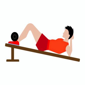 ウェイトリフティング 020 腹筋,トレーニング,運動,フィットネス,筋トレ,男性,ベンチ,エクササイズ,スポーツ,体力づくりのイラスト素材