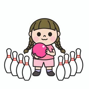 ボーリング大会でストライクを狙う女の子5 ボーリング大会でストライクを狙う女の子5 ボーリング,ボウリング,ボーリング場,遊び,大会,ストライク,ピン,ボール,球,ゲームのイラスト素材